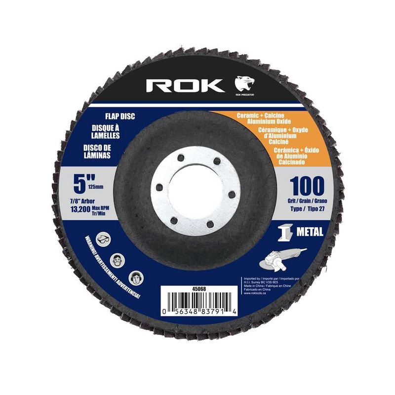 5&quot; 125mm Flap Disc100 Grit Ceramic + Calcine Aluminium Oxide