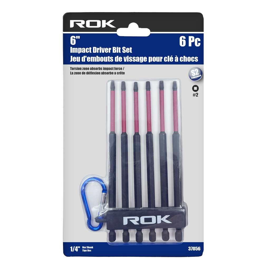 6 PC 6&quot; Impact Driver Bit Set #2 Square