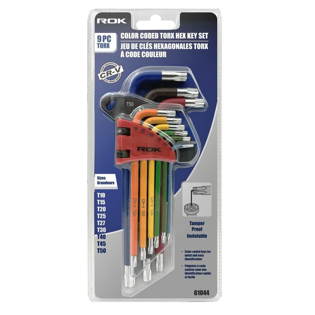 9 PC Torx Color Coded Long Hex Keys