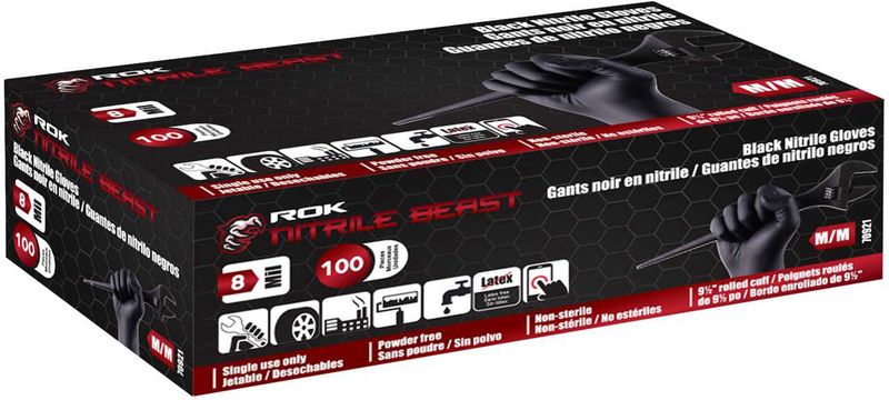 Nitrile Gloves 8 Mil Black 100  Med