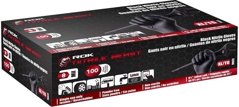 Nitrile Gloves 8 Mil Black 100  Xl