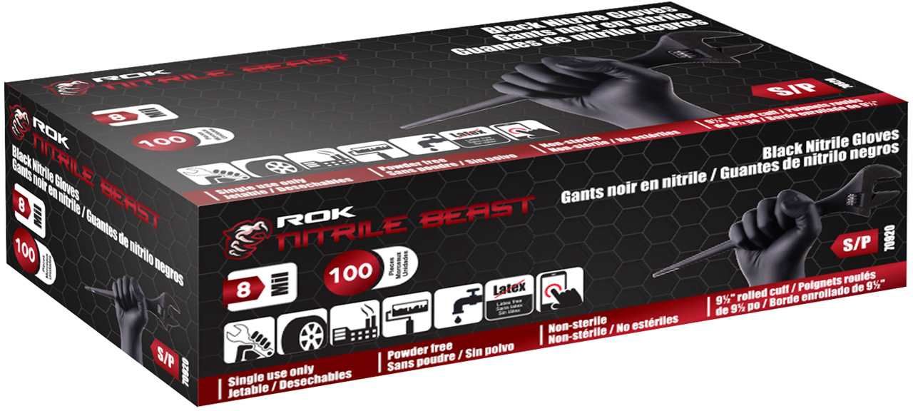 Nitrile Gloves 8 Mil Black 100  Sm