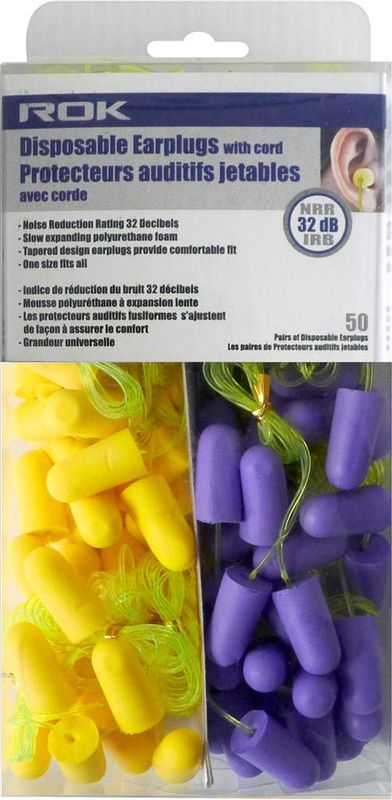 Foam Ear Plugs w/ Cord 50 Pr