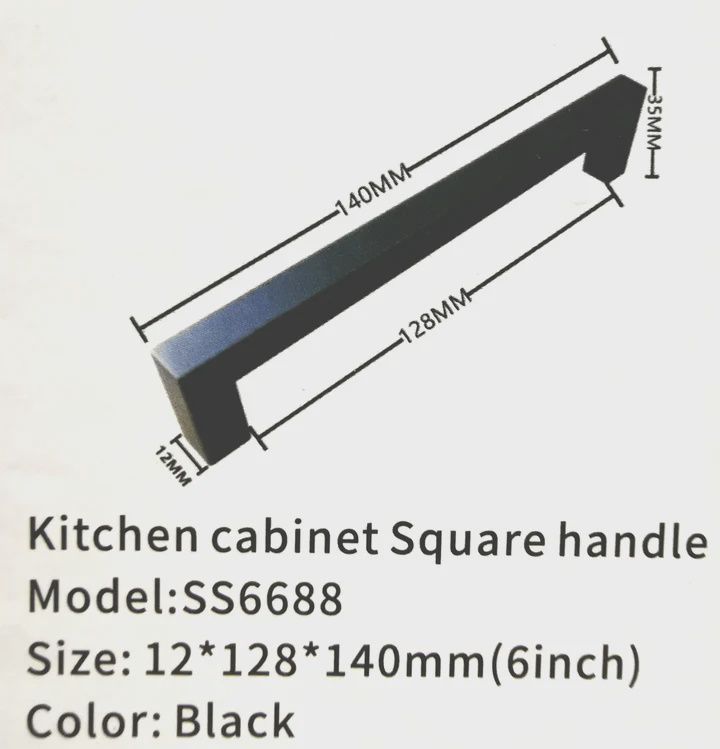 Cabinet Handle – H-Bar Black Square 6&quot;