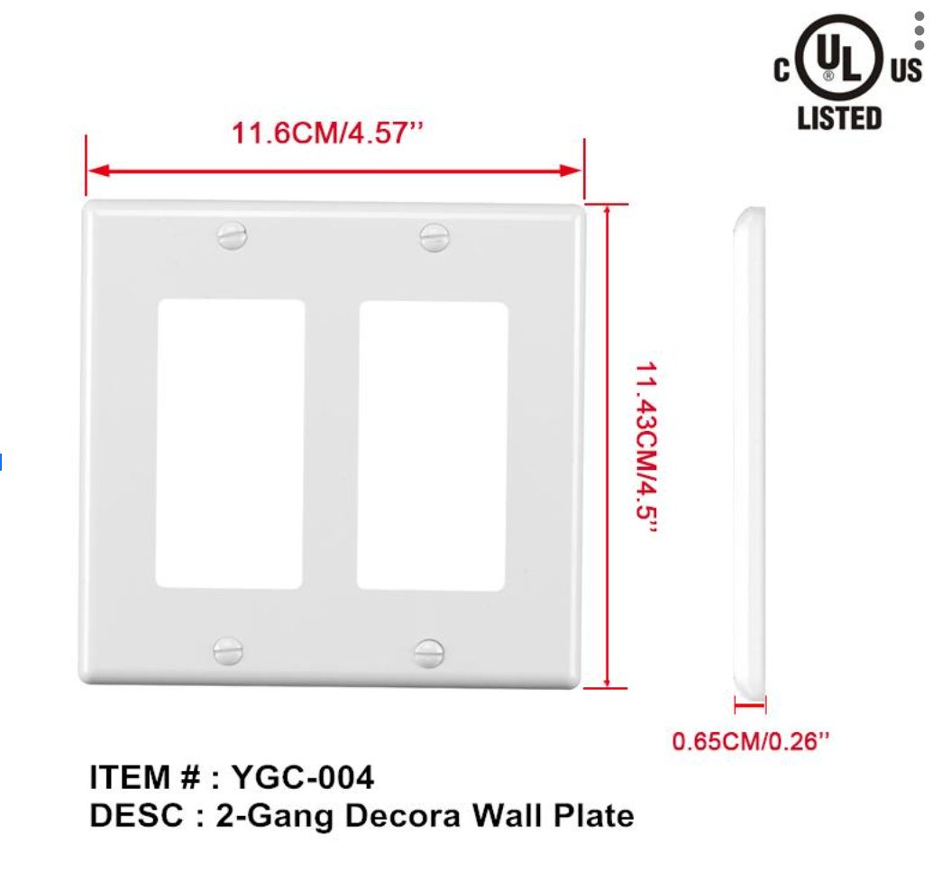 Switch Cover Plate – 2-Gang White Decorative (SCC-SR-2)