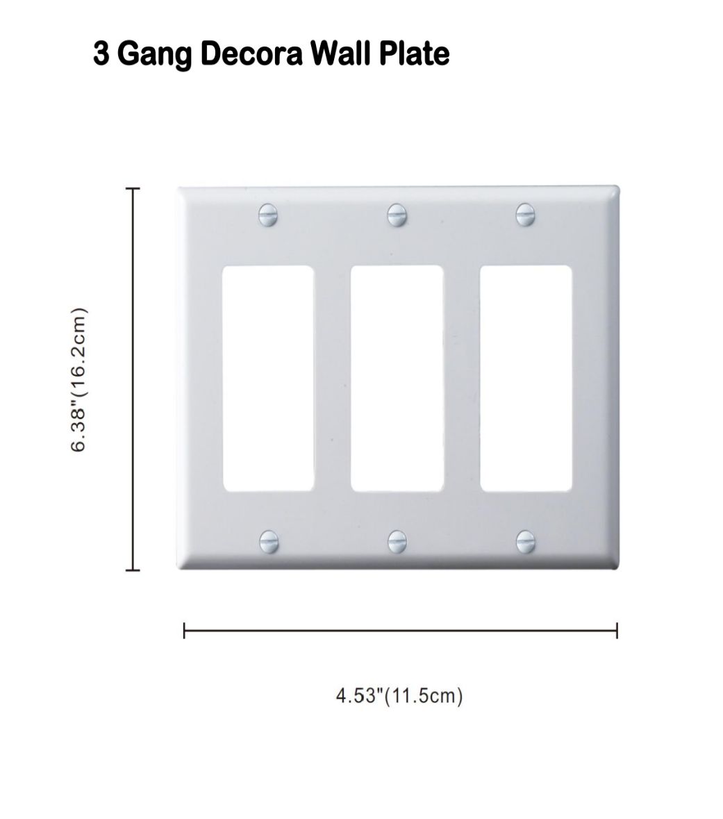 Switch Cover Plate – 3-Gang White Decorative