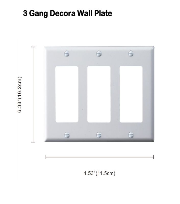 Switch Cover Plate – 3-Gang White Decorative