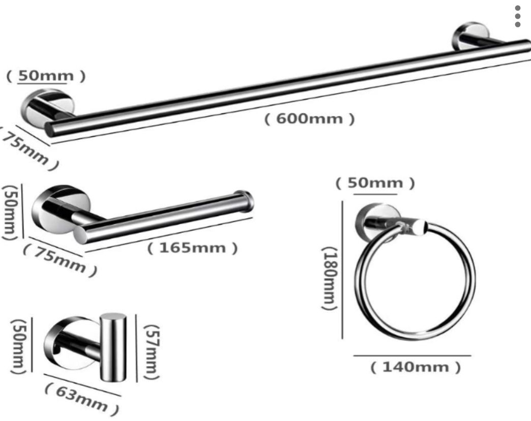 Bathroom Hardware Set – Round Chrome (4 Pc)
