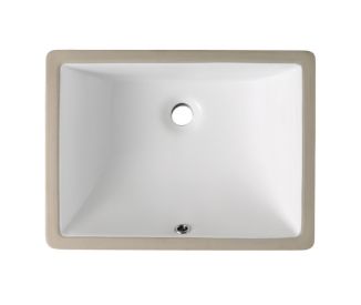 Rectangular Porcelain Single Bowl Undermount Sink – 1-3/4&quot; Depth,