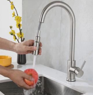 Heavy Duty KK6 CH Brass Chrome SUS304 Kitchen Faucet With 2 Hoses