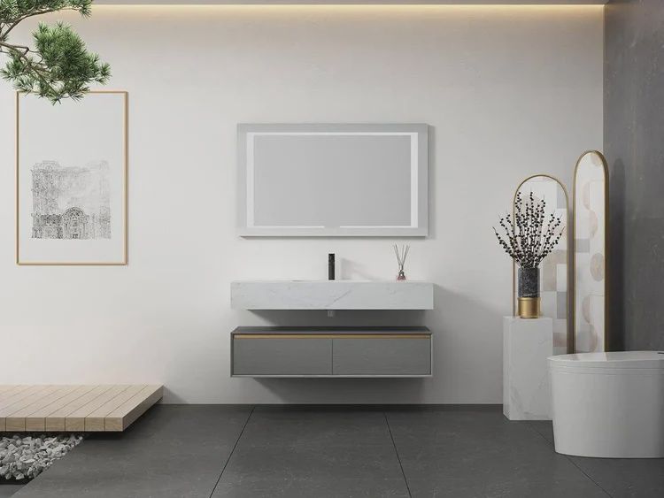 47.2&#39;&#39;*21.9&#39;&#39;*33.5&#39;&#39; Sophisticated Floating Bathroom Vanity With Sink and Mitered Edge Countertops,815209-120