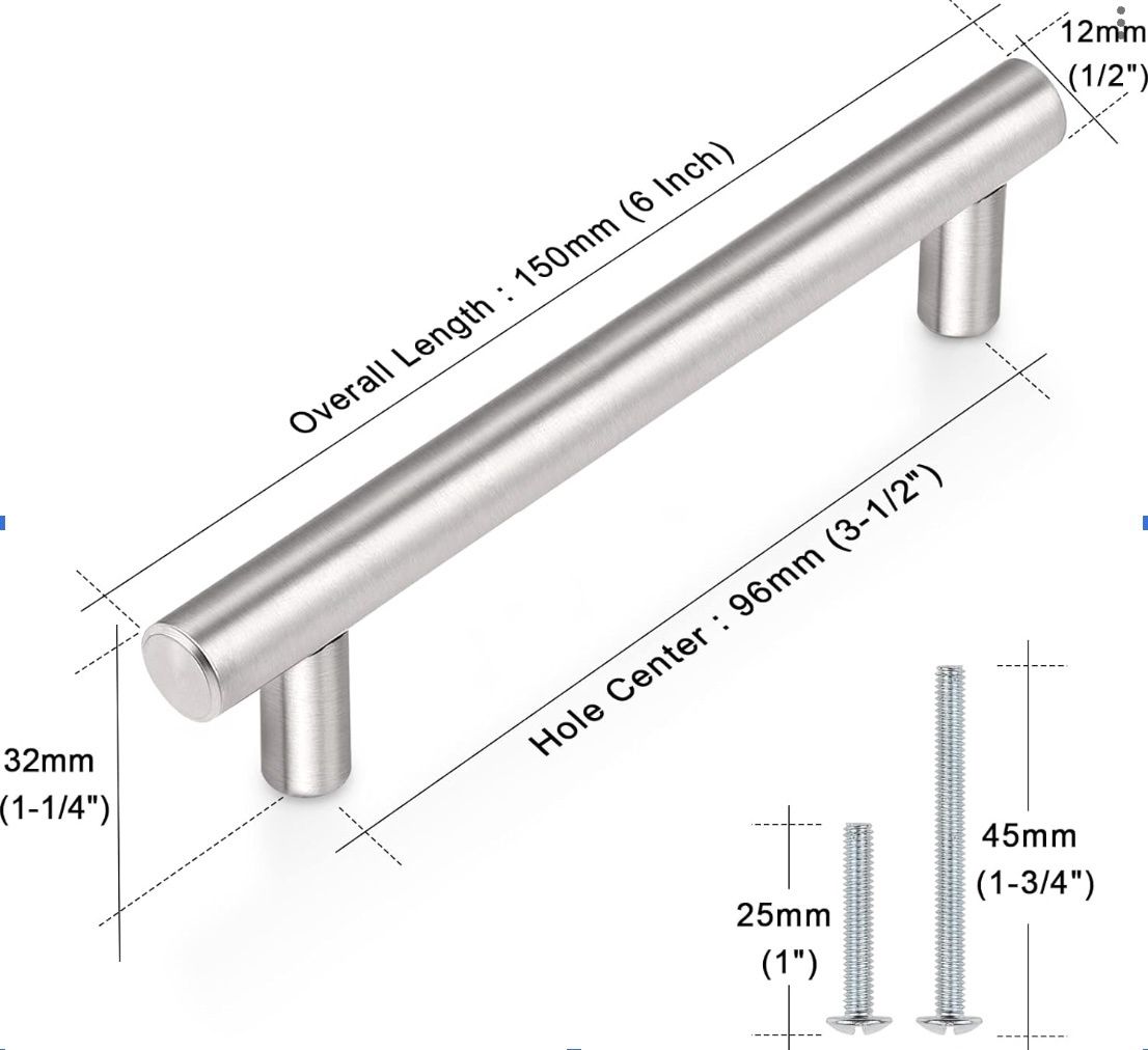 Cabinet Handle – T-Bar Stainless Steel 6&quot;