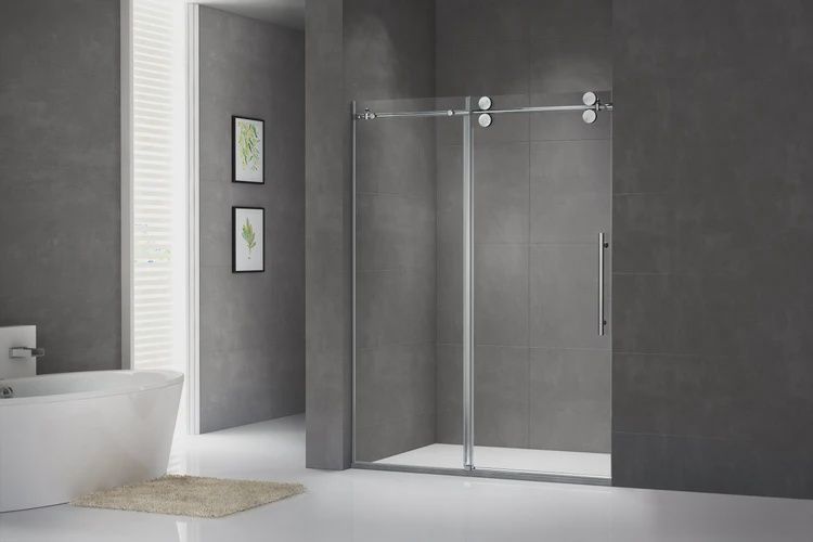 60&quot;x76&quot; Chrome Double Rolling Sliding Glass Shower Doors 56212, 10MM Tempered