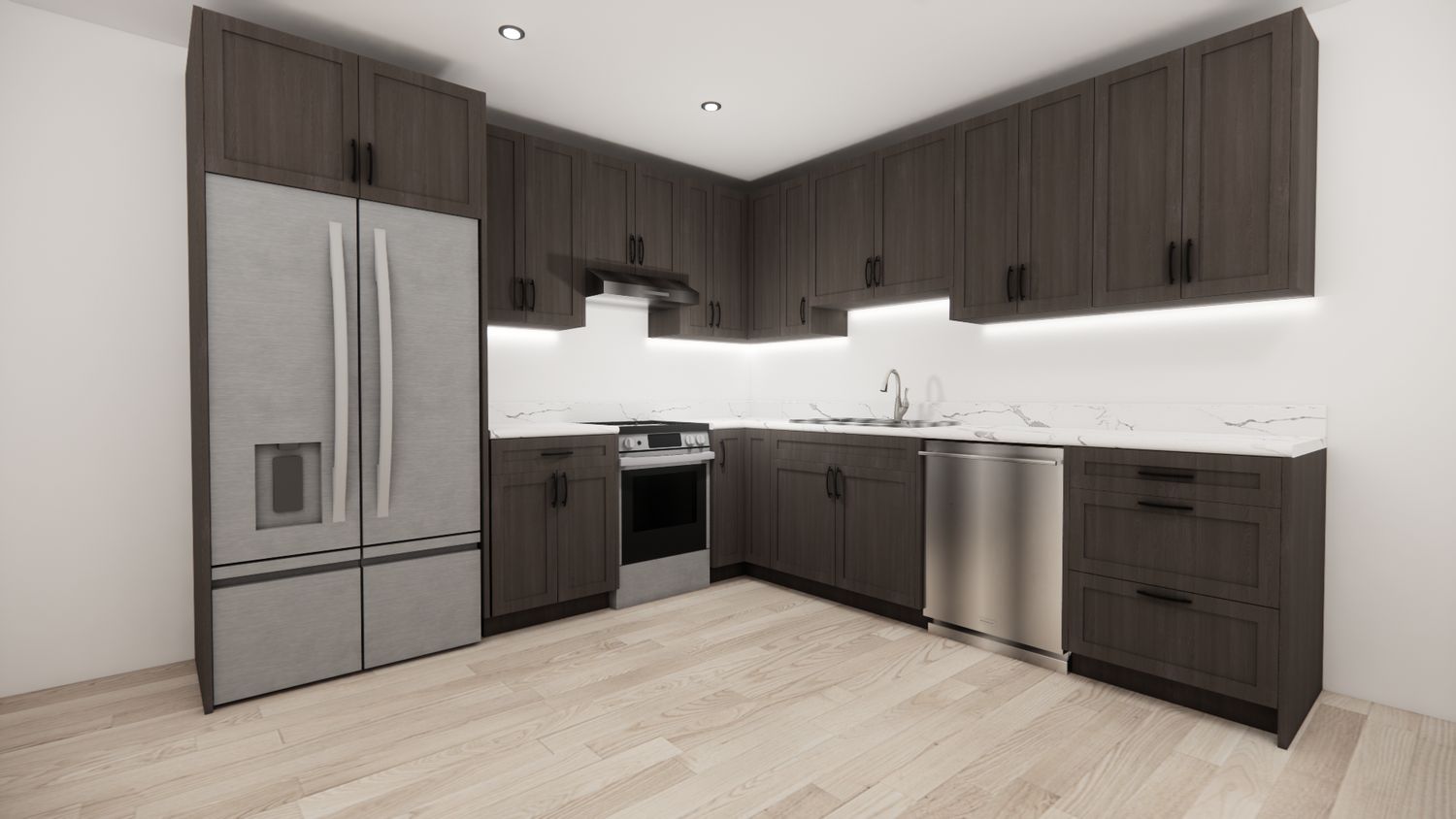 L-Shaped kitchen ( DARK SHAKER ESPRESSO )