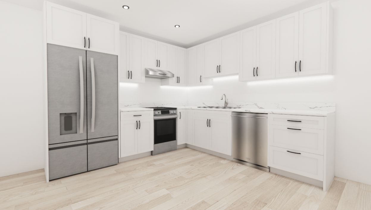 L-Shaped kitchen (MATTE SHAKER WHITE )