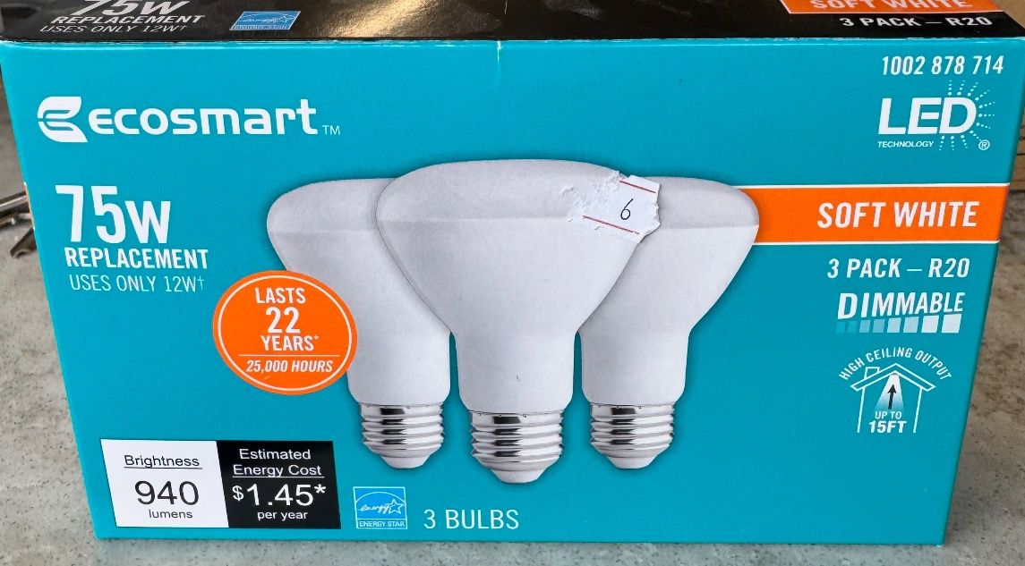 LED Globe Bulb – ECOSMART 2700K Warm White-Dimmable 75 W-3 PCS/BOX