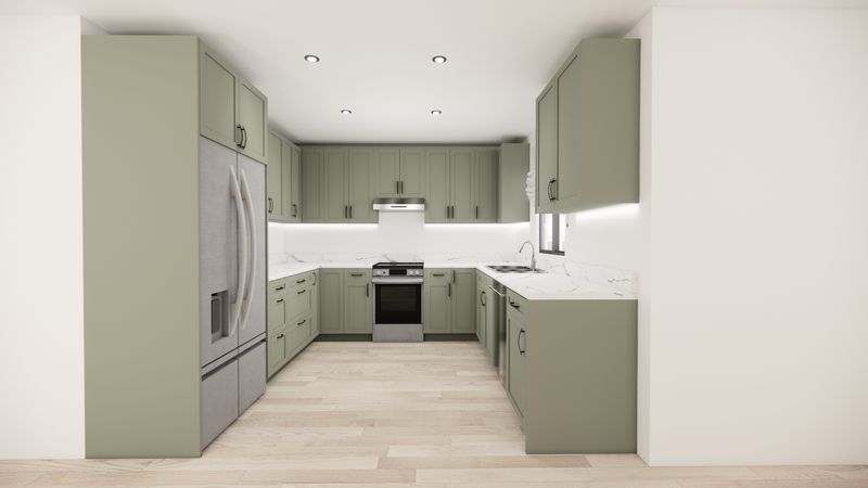 U-Shaped Kitchen –  (DARK SHAKER GREEN )