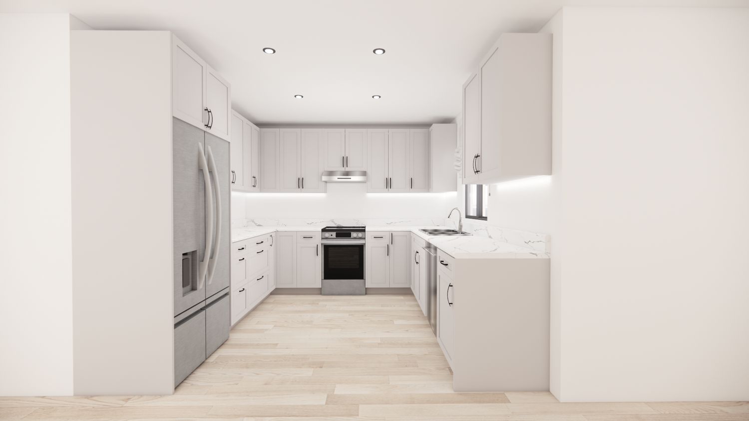 U-Shaped Kitchen –  ( PEARL WHITE )