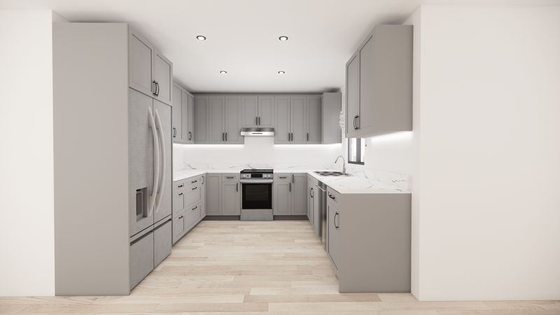 U-Shaped Kitchen –  (HIGH GLOSS LIGHT GREY )