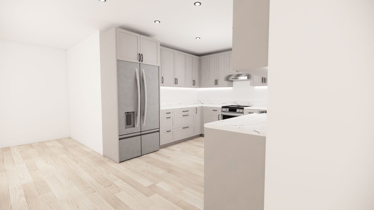 U-Shaped Kitchen –  (LIGHT SHAKER BEIGE)