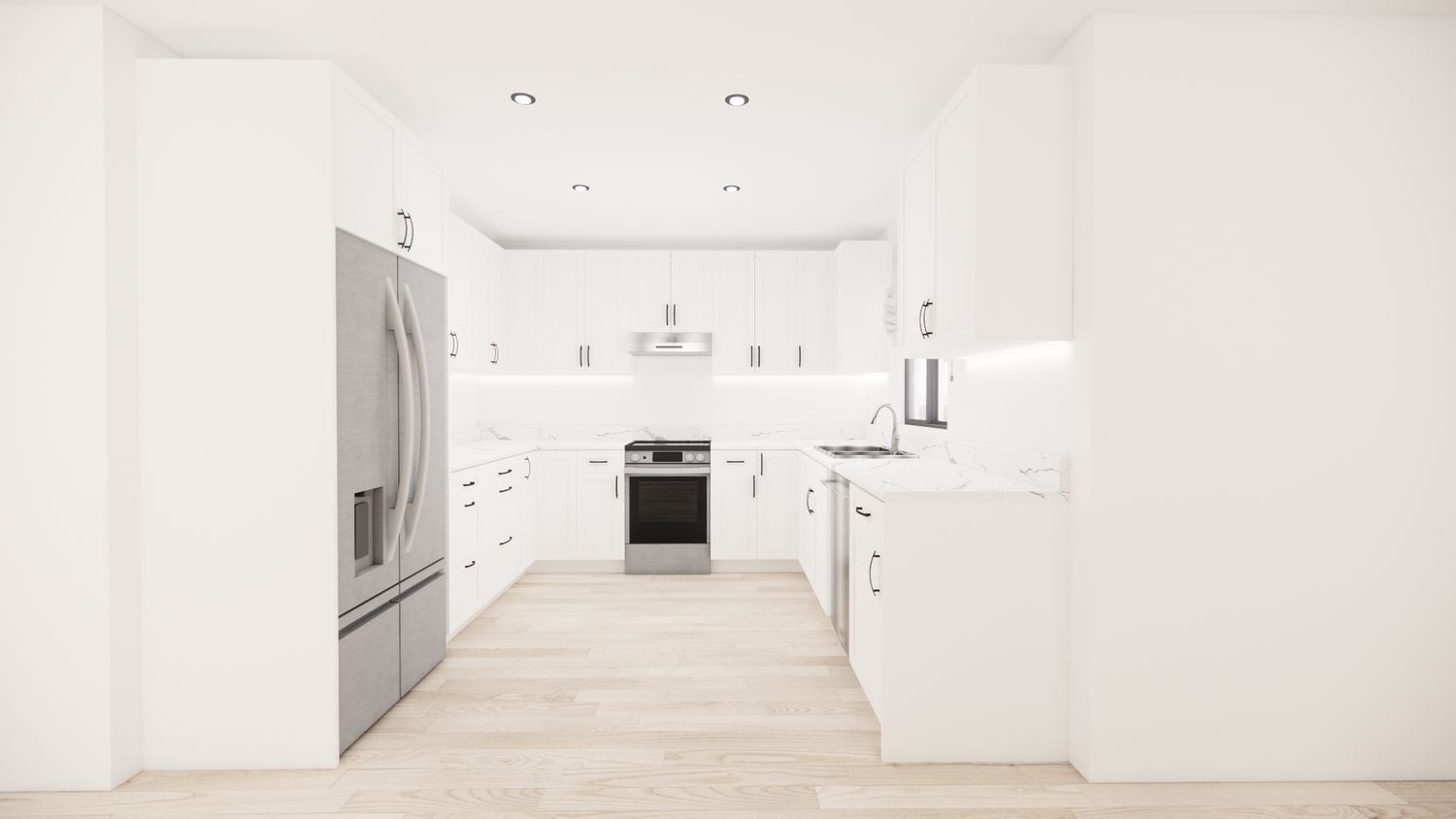 U-Shaped Kitchen –  (MATTE SHAKER WHITE )