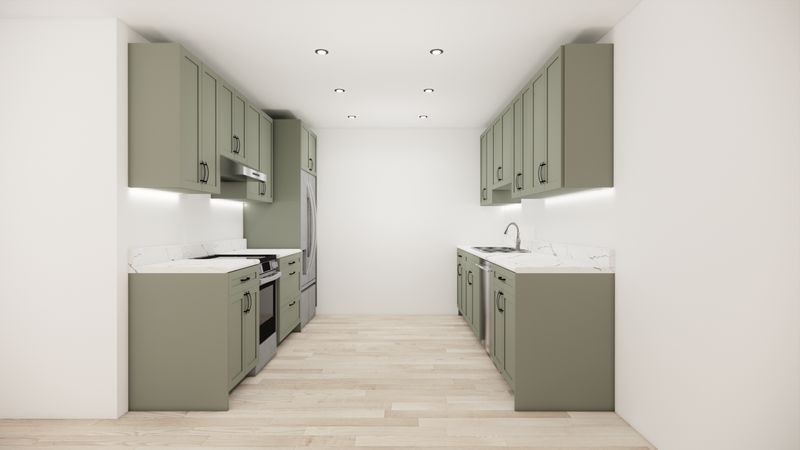 Galley Kitchen –  (DARK GREEN SHAKER)