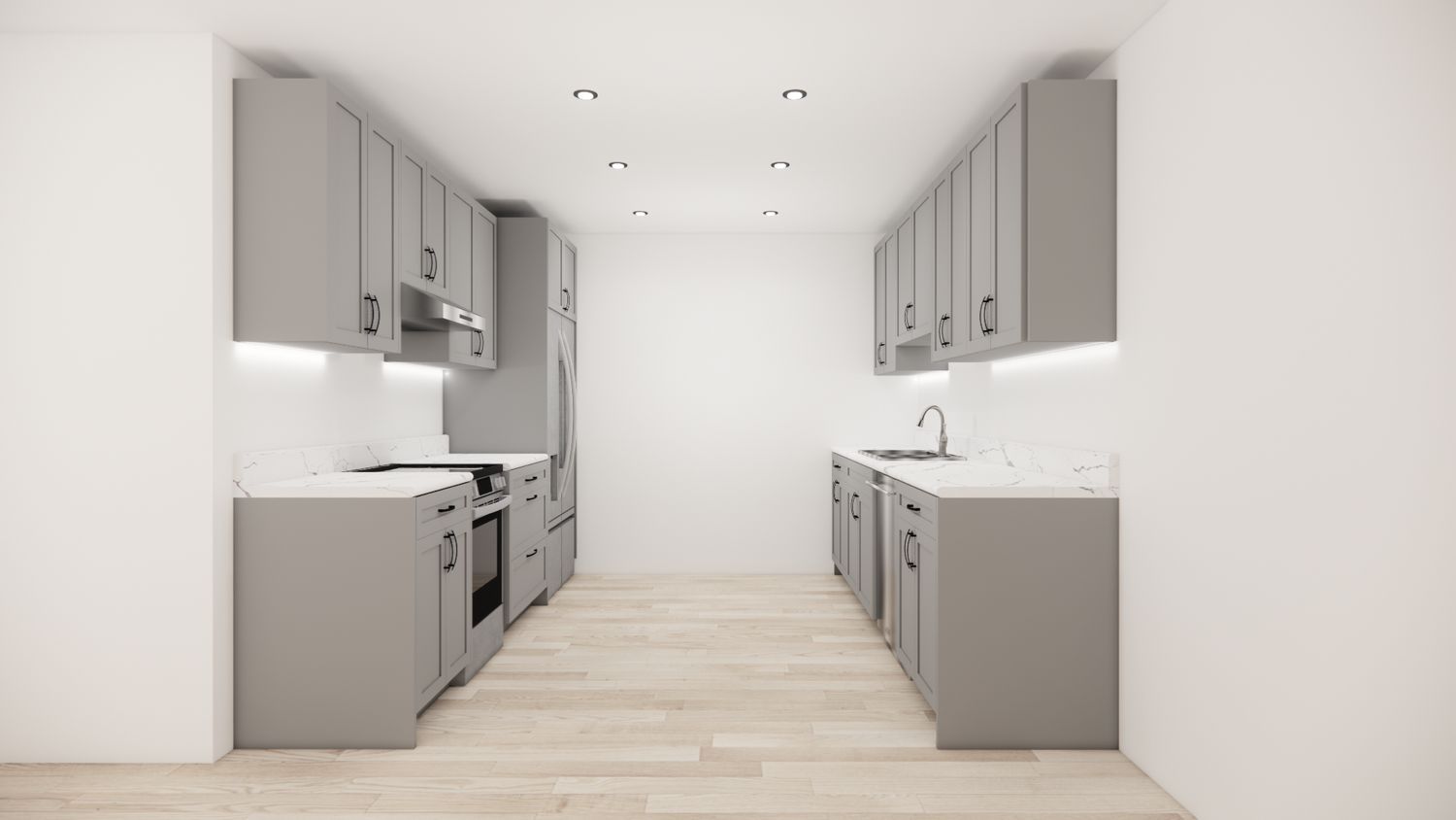 Galley Kitchen –  (LIGHT SHAKER GREY)