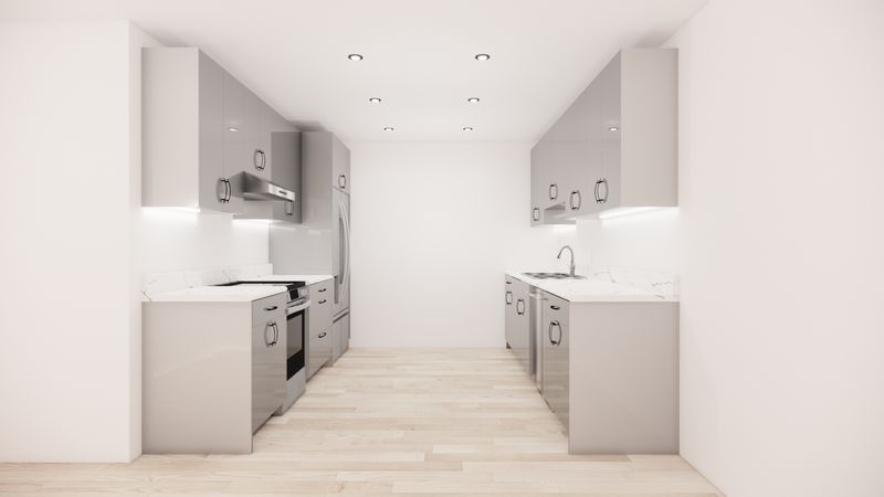 Galley Kitchen –  (HIGH GLOSS ELEPHANT - FLAT PANEL )