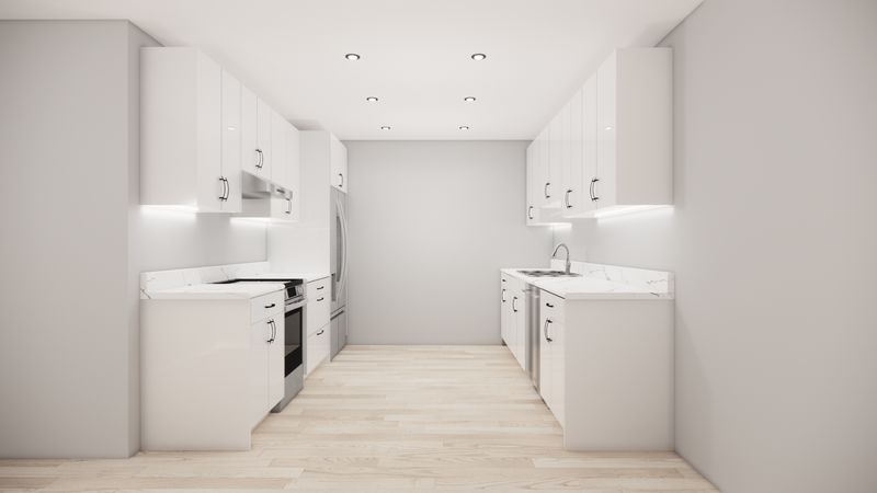 Galley Kitchen –  (HIGH GLOSS WHITE - FLAT PANEL)