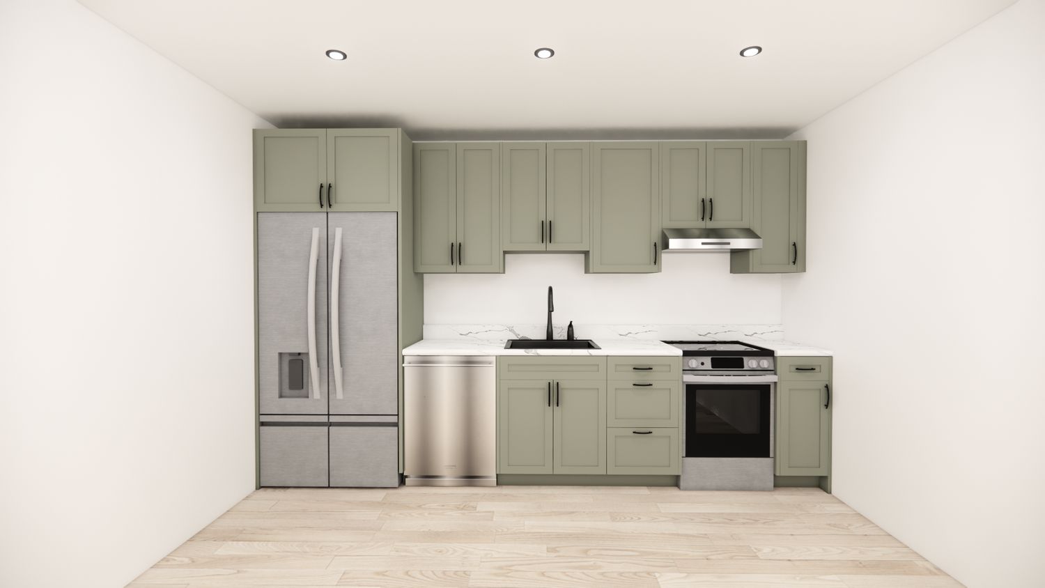 Straight Kitchen – DARK GREEN SHAKER PANEL