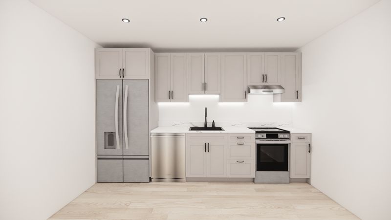Straight Kitchen – LIGHT BEIGE SHAKER PANEL