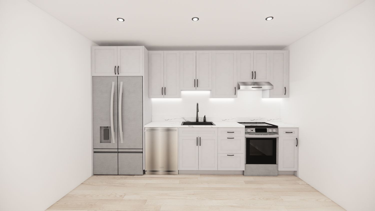 Straight Kitchen – PEARL WHITE SHAKER PANEL