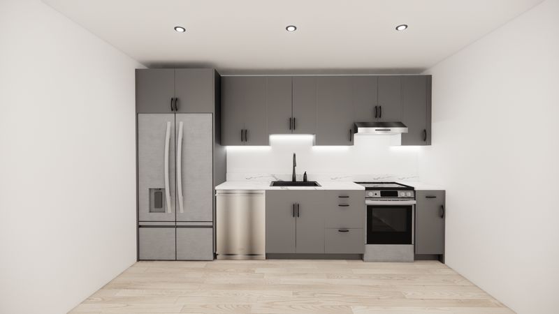 Straight Kitchen – MATTE GREY FLAT PANEL