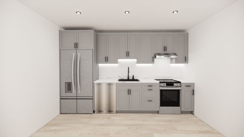 Straight Kitchen – LIGHT GREY SHAKER PANEL