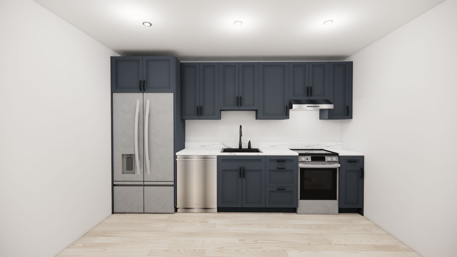 Straight Kitchen – MATTE BLUE DOUBLE SHAKER PANEL