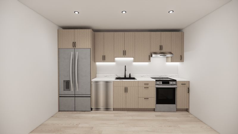 Straight Kitchen – NATURAL WOOD FLAT PANEL