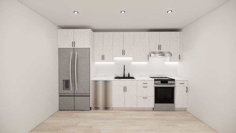 Straight Kitchen – WOOD OAK FLAT PANEL