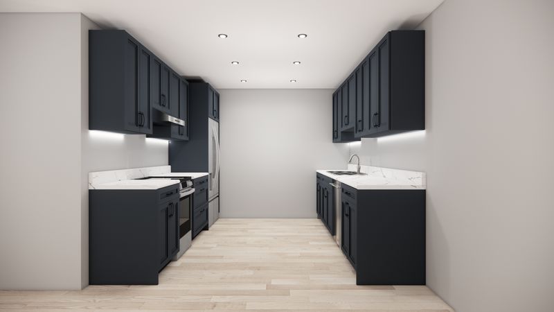 Galley Kitchen –  (MATTE BLUE DOUBLE SHAKER )