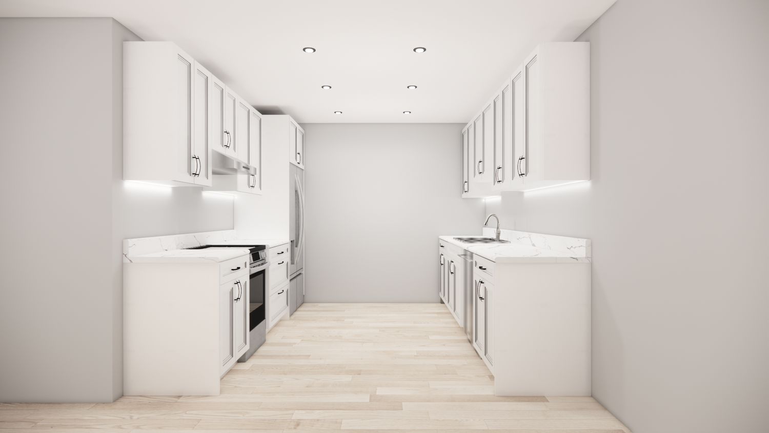 Galley Kitchen –  (MATTE WHITE DOUBLE SHAKER )