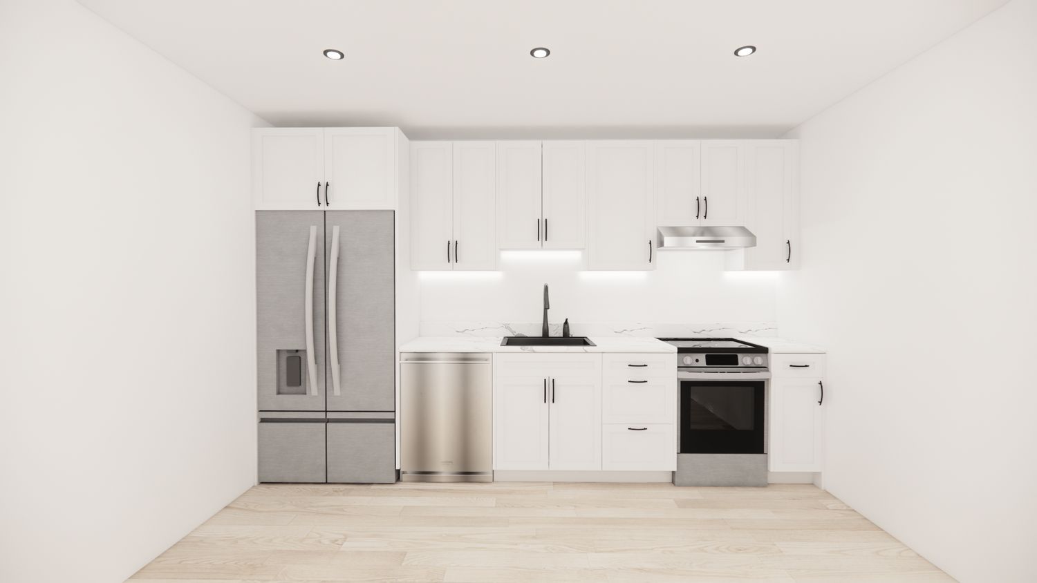 Straight Kitchen – White Shaker Panel