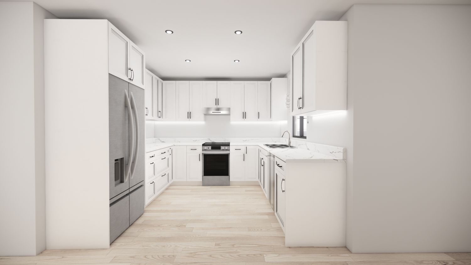 U-Shaped Kitchen –  (MATTE WHITE DOUBLE SHAKER )