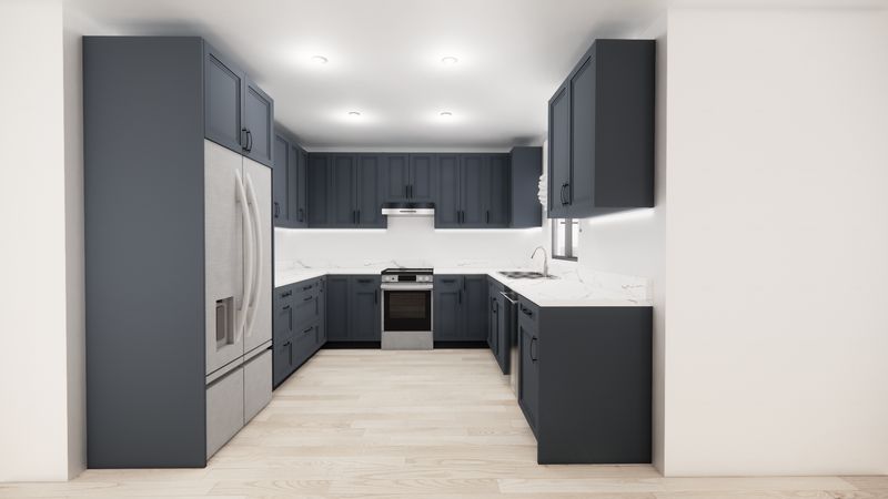 U-Shaped Kitchen –  (MATTE BLUE DOUBLE SHAKER )