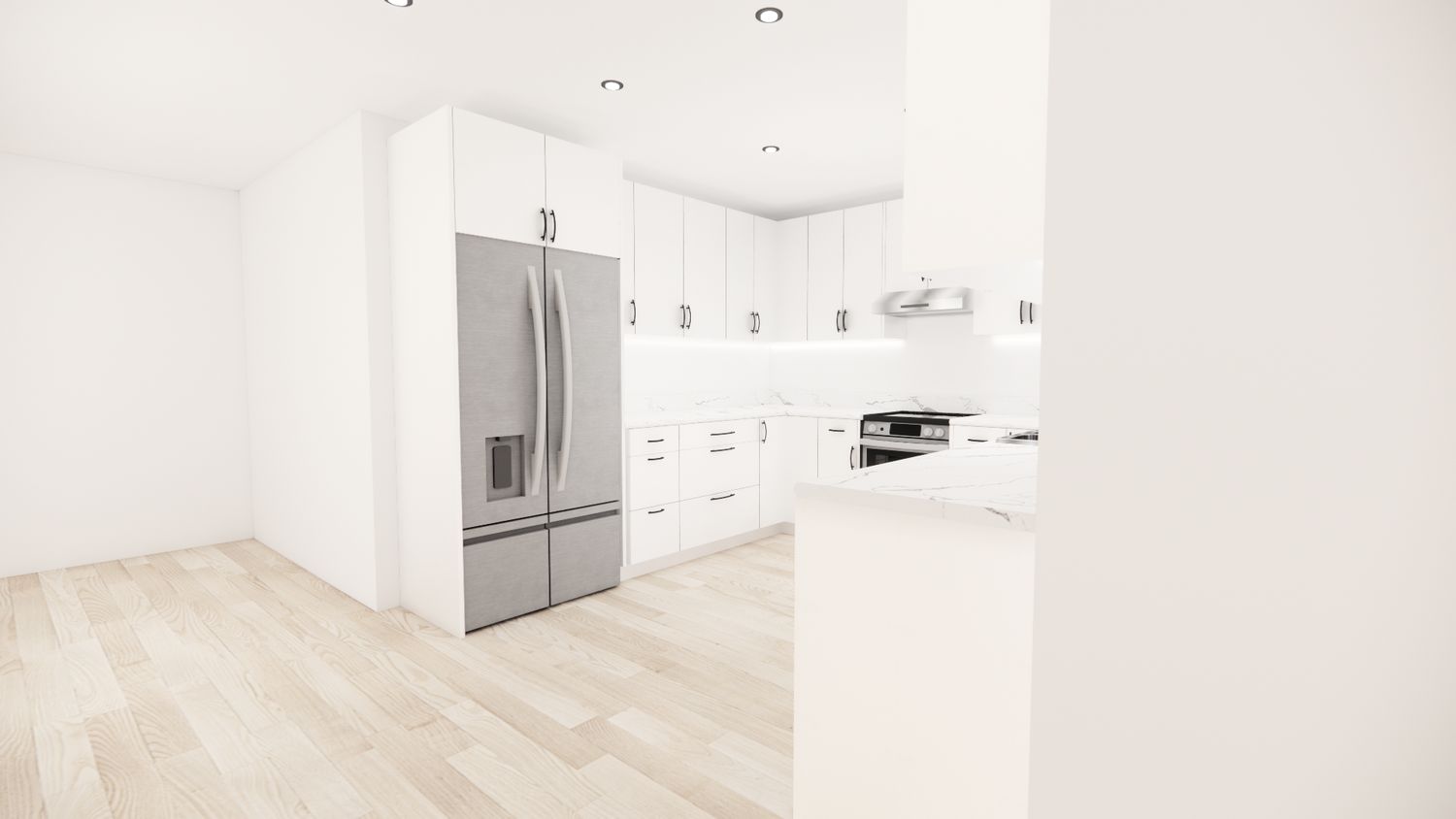U-Shaped Kitchen –  (MATTE WHITE )