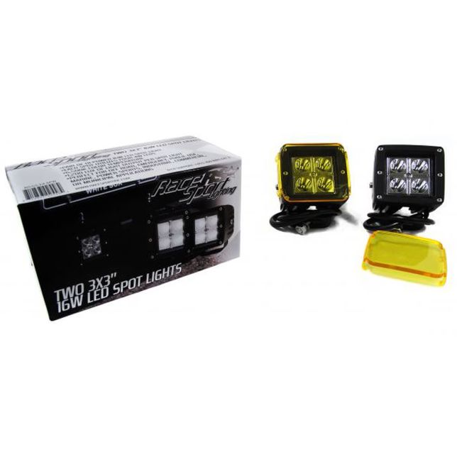 RACE SPORT STREET SERIES 3X3 4-LED CUBE SPOT LIGHTS  W/AMBER COVER