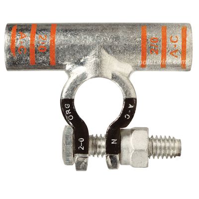 2/0 GA FLAG NEGATIVE ECOMAX TOP MOUNT BATTERY TERMINAL, DIE COLOR CODE ORANGE