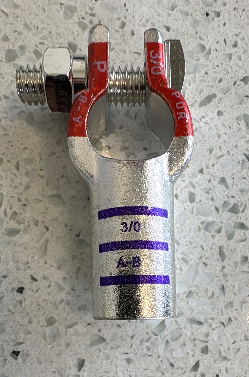 3/0 GA POSITIVE ECOMAX TOP MOUNT BATTERY TERMINAL, DIE COLOR CODE PURPLE