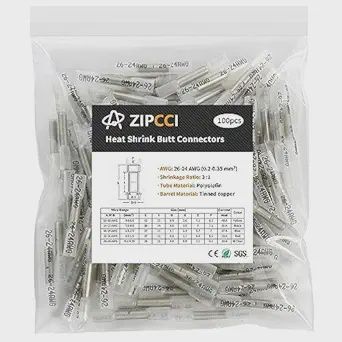 26-24  AWG HEAT SHRINK BUTT CONNECTOR 100 PIECE INSULATED WATERPROOF