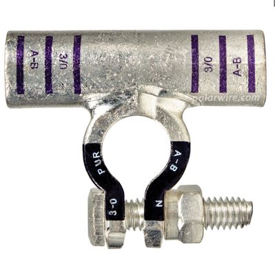 3/0 GA FLAG NEGATIVE ECOMAX TOP MOUNT BATTERY TERMINAL, DIE COLOR CODE PURPLE