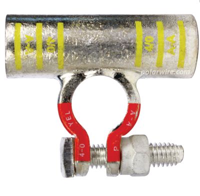 4/0 GA FLAG POSITIVE ECOMAX TOP MOUNT BATTERY TERMINAL, DIE COLOR CODE YELLOW