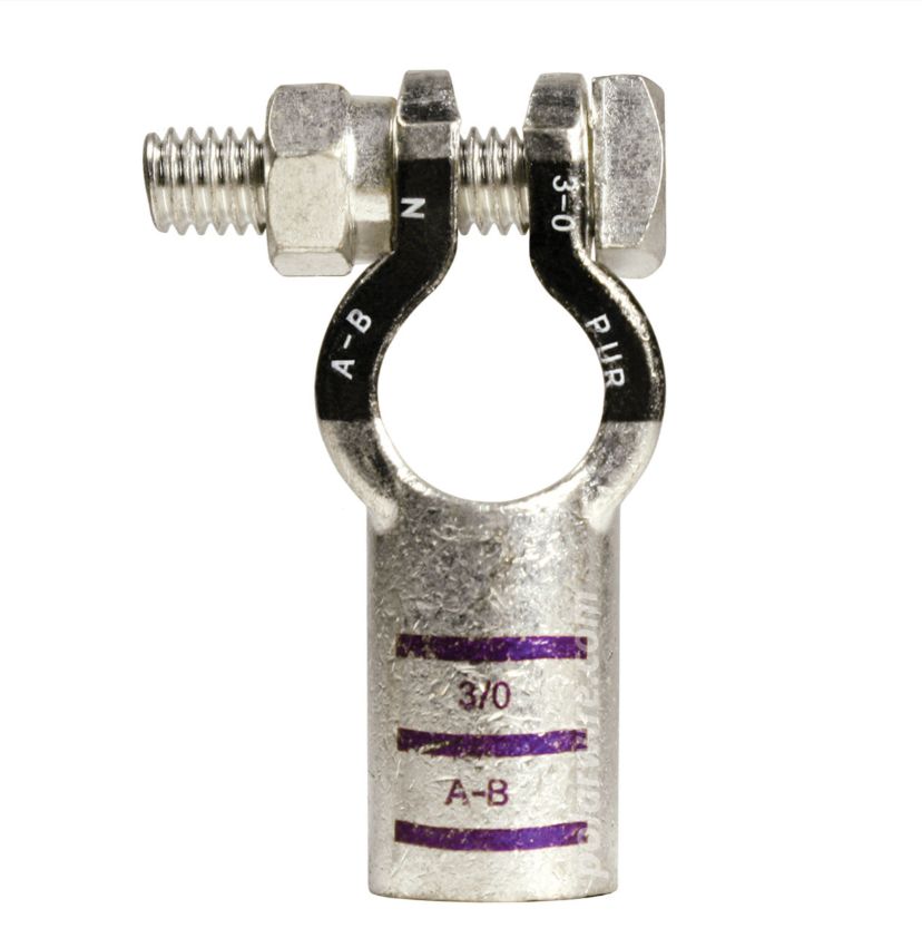 3/0 Ga Negative Ecomax Top Mount Battery Terminal, Die Color Code Purple